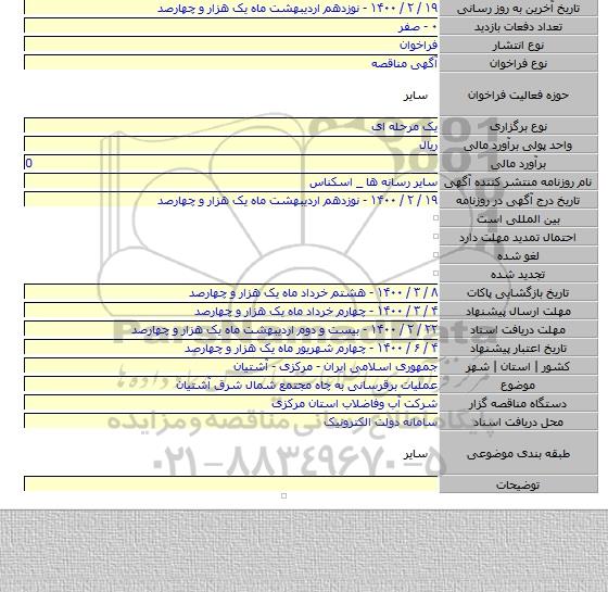 عملیات برقرسانی  به چاه مجتمع شمال شرق آشتیان