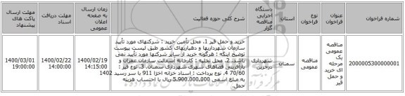 مناقصه عمومی یک مرحله ای خرید و حمل قیر