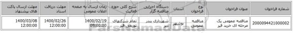 مناقصه عمومی یک مرحله ای خرید قیر
