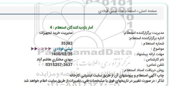استعلام، استعلام نبشی فولادی