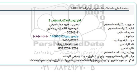 استعلام, استعلام  سبوس برنج