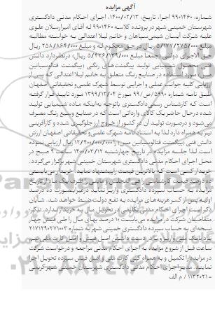مزایده تولید پیگمنت های رنگی ( پیگمنت فتالوسیانین مس ) 