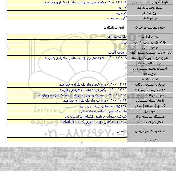 واگذاری امور خدماتی و پشتیبانی