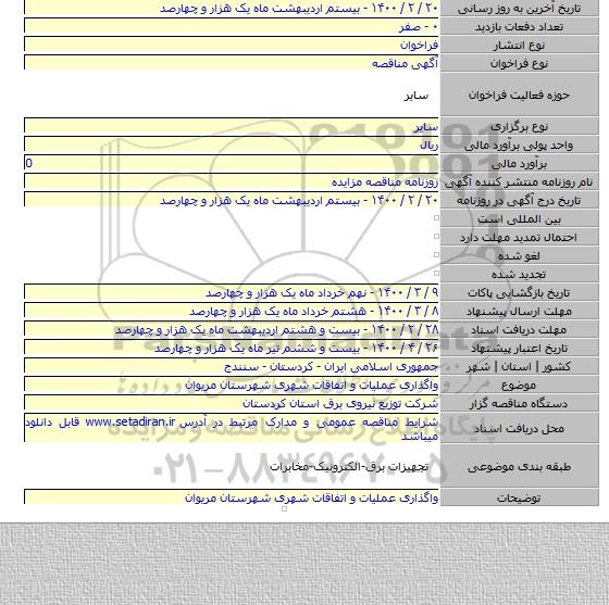 واگذاری عملیات و اتفاقات شهری شهرستان مریوان