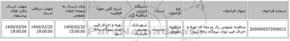 مناقصه عمومی یک مرحله ای تهیه و اجرای فیبر نوری نیروگاه زباله سوز