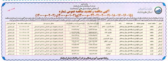 مناقصه عمومی پروژه های آبرسانی - نوبت دوم