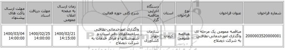 مناقصه عمومی یک مرحله ای واگذاری امورخدماتی-نظافتی به شرکت ذیصلاح