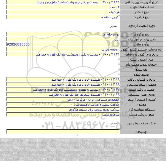 خدمات تست و بازرسی مشترکین