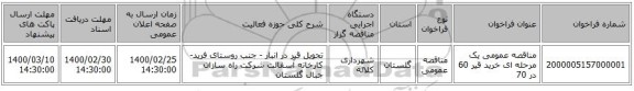 مناقصه عمومی یک مرحله ای خرید قیر 60 در 70