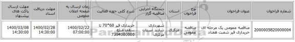 مناقصه عمومی یک مرحله ای خریداری قیر شصت هفتاد 