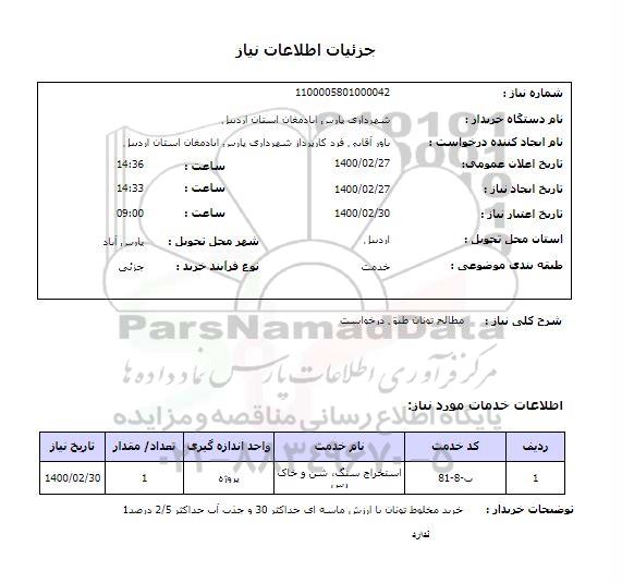 استعلام مطالح تونان طبق درخواست