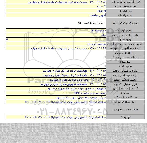 خرید پست پد مانتد و RMU