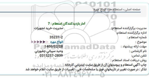 استعلام، استعلام انواع مهره 