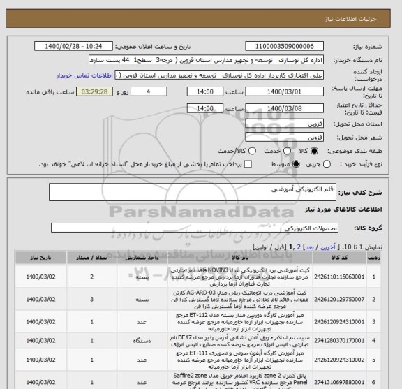 استعلام اقلم الکترونیکی آموزشی