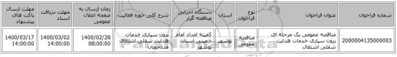 مناقصه عمومی یک مرحله ای برون سپاری خدمات هدایت شفلی اشتغال