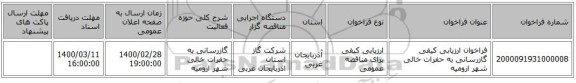 فراخوان ارزیابی کیفی گازرسانی به حفرات خالی شهر ارومیه