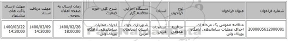 مناقصه عمومی یک مرحله ای اجرای عملیات ساماندهی آرامگاه پوریای ولی