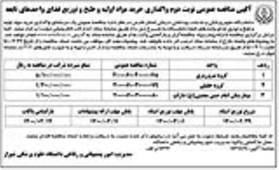 آگهی مناقصه عمومی , واگذاری خرید مواد اولیه و طبخ و توزیع غذا نوبت دوم 