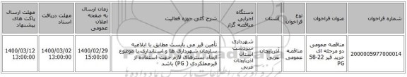 مناقصه عمومی دو مرحله ای خرید قیر 22-58  PG 