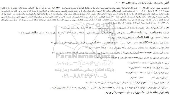 مزایده جک چهارتن مارکtks با پمپ جک و کنترل،...