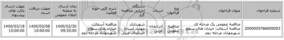 مناقصه عمومی یک مرحله ای مناقصه آسفالت خیابان های سطح شهرمهاباد مرحله دوم