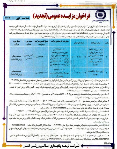 بهره برداری از امتیاز انجام تبلیغات محیطی و... تجدید
