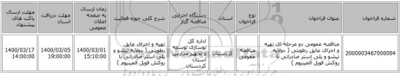 مناقصه عمومی دو مرحله ای تهیه و اجرای عایق رطوبتی ( دولایه تیشو و پلی استر صادراتی با روکش فویل آلمینیوم )