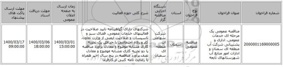 مناقصه عمومی یک مرحله ای خدمات عمومی، اداری و پشتیبانی شرکت آب منطقه ای سمنان و  ادارات امور منابع آب شهرستانهای تابعه