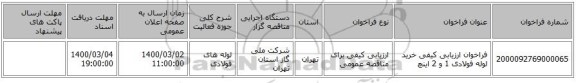 فراخوان ارزیابی کیفی خرید لوله فولادی 1 و 2 اینچ