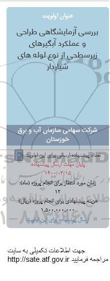 فراخوان ،فراخوان بررسی آزمایشگاهی طراحی و عملکرد ابگیرهای زیرسطحی