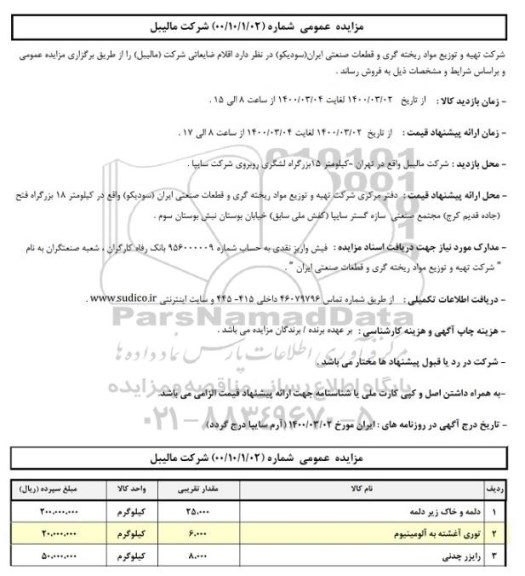 مزایده، مزایده دلمه و خاک زیر دلمه