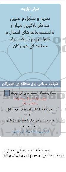فراخوان ، فراخوان تجزیه و تحلیل و تعیین حداکثر بارگیری مجاز از ترانسفورماتورهای انتقال