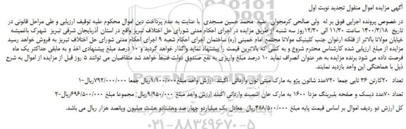 مزایده،مزایده فروش 1-تعداد  20کارتن 36 تایی جمعا 720عدد شاتون پژو  و...