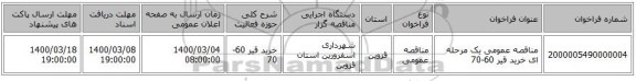 مناقصه عمومی یک مرحله ای خرید قیر 60-70