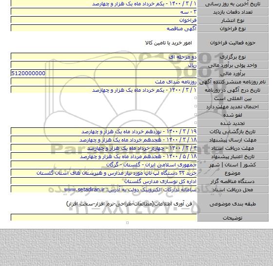 خرید ۳۲ دستگاه لپ تاپ مورد نیاز مدارس و هنرستان های استان گلستان