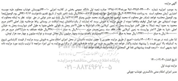 مزایده،مزایده فروش یک ساختمان نیمه اسکلت  