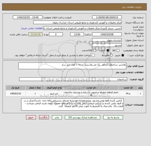 استعلام نقاشی ساختمان شامل  یک متر پلاستیک درجه 1 الوان بازیر ساز