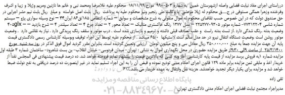 مزایده،مزایده فروش سواری پژو – سیستم 405 glx –