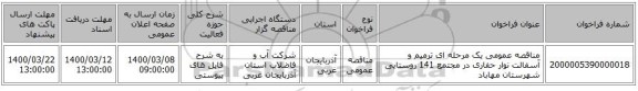 مناقصه عمومی یک مرحله ای ترمیم و آسفالت نوار حفاری در مجتمع 141 روستایی شهرستان مهاباد