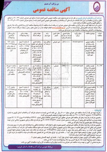 مناقصه انجام عملیات لوله گذاری با لوله های قطر ۲۵۰ میلیمتر ...نوبت دوم