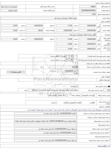 مزایده املاک شهرداری نیر نوبت اول