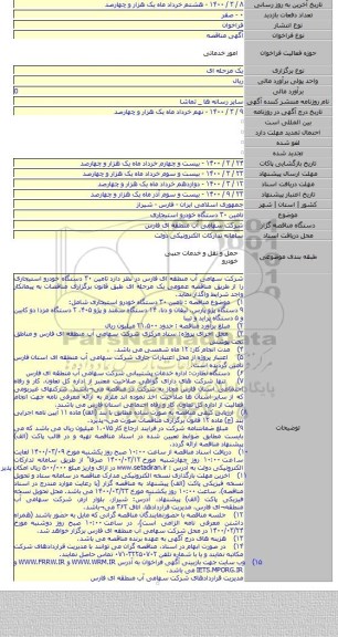 تامین ۳۰ دستگاه خودرو استیجاری