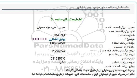 مناقصه، مناقصه پوتین آتشکاری 