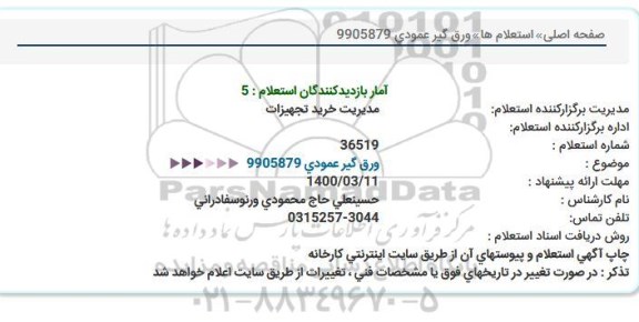 استعلام، استعلام ورق گیر عمودی 