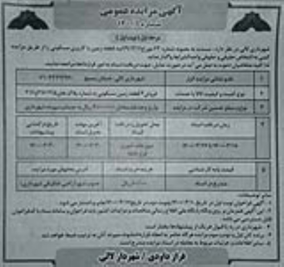 مزایده واگذاری سه قطعه زمین با کاربری مسکونی