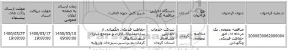 مناقصه عمومی یک مرحله ای امور حفاظت فیزیکی ونگهبانی