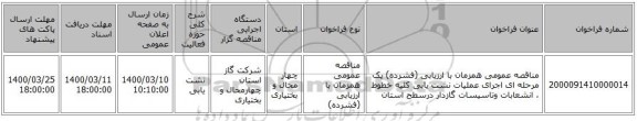 مناقصه عمومی همزمان با ارزیابی (فشرده) یک مرحله ای اجرای عملیات نشت یابی کلیه خطوط ، انشعابات  وتاسیسات گازدار درسطح استان
