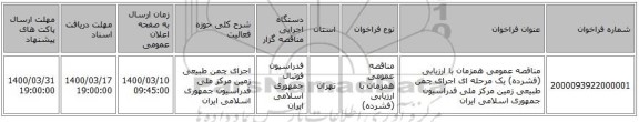 مناقصه عمومی همزمان با ارزیابی (فشرده) یک مرحله ای اجرای چمن طبیعی زمین مرکز ملی فدراسیون جمهوری اسلامی ایران 