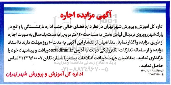 مزایده، مزایده اجاره فضای خالی