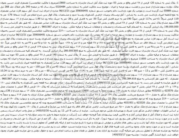 آگهی مزایده پلاک ثبتی به شماره ۱20 فرعی از ۳۸ اصلی